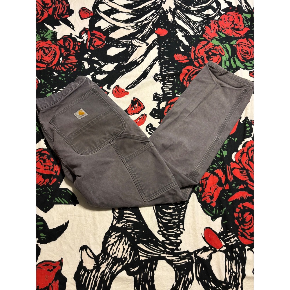 Carhartt Relaxed Fit Double Knee Carpenter Pants Gray Workwear Canvas Mens